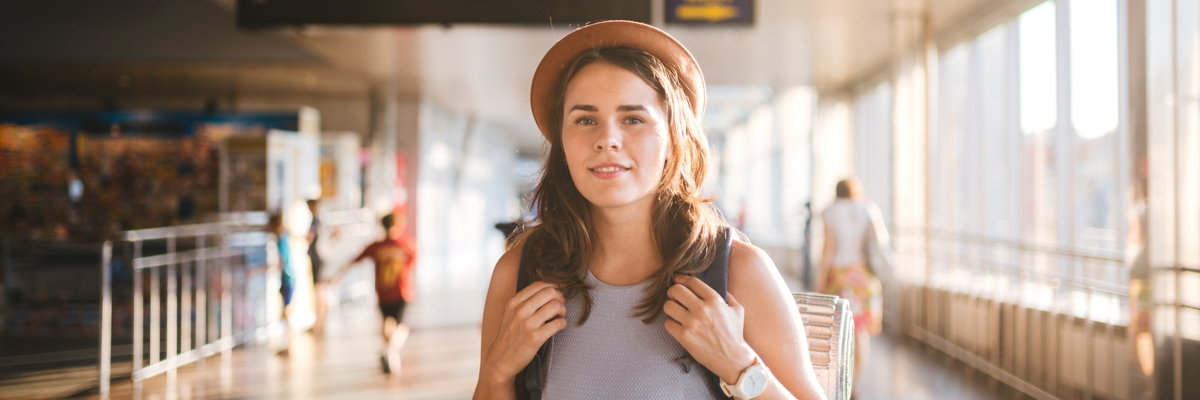 Student at an airport