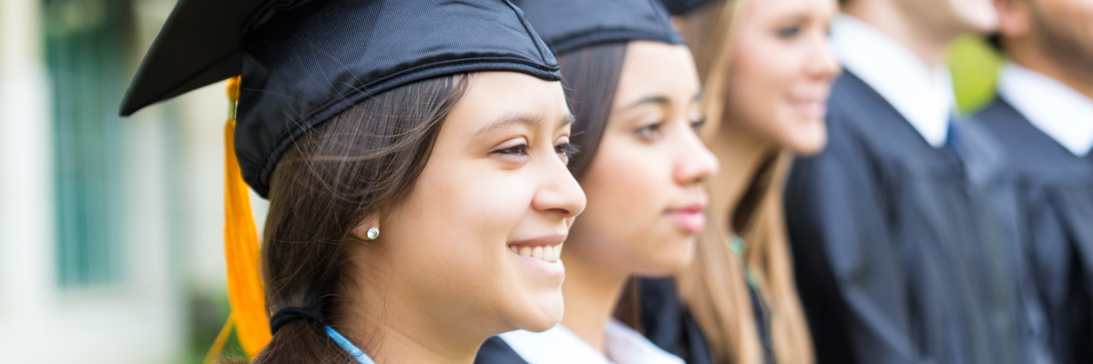 Students in graduation gowns